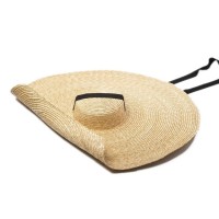 Flat Cartwheel Straw Oversized Big Brim Summer Beach Casual Hat - Beige