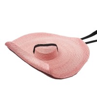 Flat Cartwheel Straw Oversized Big Brim Summer Beach Casual Hat - Pink