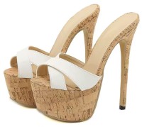 Peep Toe Platforms Stiletto Heels Mules Spring Sandals - Tan