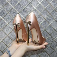 Pointed Toe Stiletto Heels Butterfly Wings Summer Spring Pumps - Beige Silk