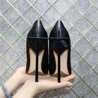 Pointed Toe Stiletto Heels Butterfly Wings Summer Spring Pumps - Black Silk