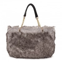 Plush Shopping Totes Metal Chain Totebag Bags - Gray