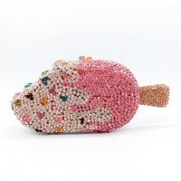 Ice Cream Shaped Rhinestones Mini Clutch Party Purses - Multicolor