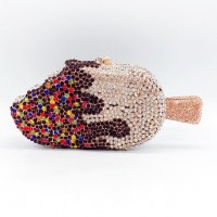 Ice Cream Shaped Rhinestones Mini Clutch Party Purses - Multicolor