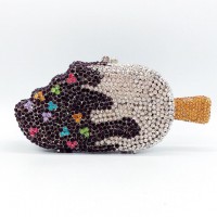 Ice Cream Shaped Rhinestones Mini Clutch Party Purses - Multicolor
