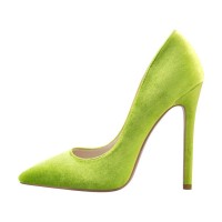 Pointed Toe Stiletto Slip On Classical Pumps
 - Green Velvet