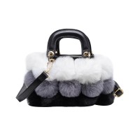 Winter Style Faux Fur Mini Plush Crossbody Handbag Bags - Gray