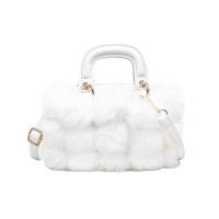 Winter Style Faux Fur Mini Plush Crossbody Handbag Bags - White