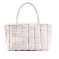 Plush Wooly Shopping Bucket Totebag Bags - White