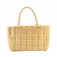 Plush Wooly Shopping Bucket Totebag Bags - Yellow