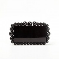 Acrylic Box Beads Evening Clutch Bags - Black