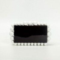 Acrylic Box Beads Evening Clutch Bags - Black White