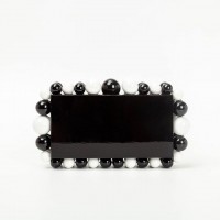 Acrylic Box Beads Evening Clutch Bags - White Black