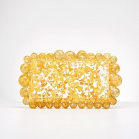 Acrylic Box Beads Evening Clutch Bags - Clear Gold