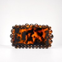 Acrylic Box Beads Evening Clutch Bags - Coffee