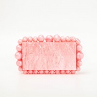 Acrylic Box Beads Evening Clutch Bags - Pink