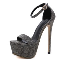 Nightclub Party Wedding Bling Glisten Platform Sandals - Golden Gray