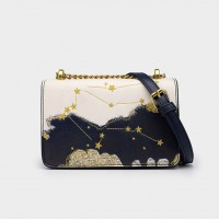 Little Prince Style Stars Chain Crossbody Handbag Bags - Blue