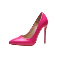 Pointed Toe Stiletto Heels Patent Pumps - Rose Red