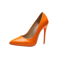 Pointed Toe Stiletto Heels Patent Pumps - Orange