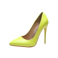 Pointed Toe Stiletto Heels Patent Pumps - Lemon Yellow