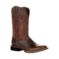 Square Toe Pull On Western Cowboy Rustic Boots - Brown