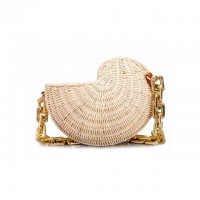 Summer Style Conch Sea Shell Chain Straw Beach Bags - Khaki