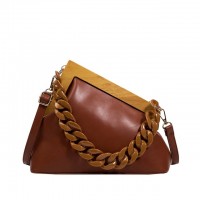 Autumn Vintages Wooden Clips Trend Shoulder Bags - Brown