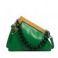 Autumn Vintages Wooden Clips Trend Shoulder Bags - Green