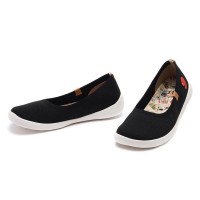 Valencia Slip-On Ballet Canvas Loafers - Knitted Black