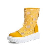 Homie Breathable High Top Sneakers with Back Zipper - Yellow