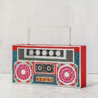 Radio Shaped Rhinestones Handbags - Red Green