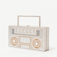 Radio Shaped Rhinestones Handbags - Silver