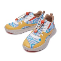 Mijas 3 Lace-Up Canvas PU Sneakers - Fading Orange Blue