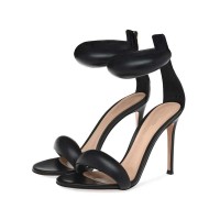 Peep Toe Stiletto Heels Summer Sandals with Back Zipper - Black