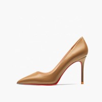 Pointed Toe 4 inches Stiletto Heels Pastel Mat Classic Office Wedding Pumps - Caramel