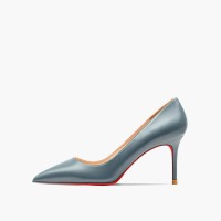 Pointed Toe 3 inches Stiletto Heels Pastel Mat Classic Office Wedding Pumps - Gray Blue