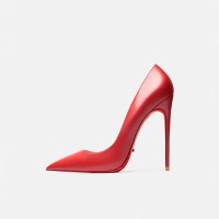 Pointed Toe 5 inches Stiletto Heels Pastel Mat Classic Office Wedding Pumps - Red