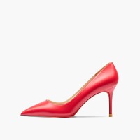 Pointed Toe 3 inches Stiletto Heels Pastel Mat Classic Office Wedding Pumps - Red