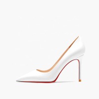 Pointed Toe 4 inches Stiletto Heels Pastel Mat Classic Office Wedding Pumps - White