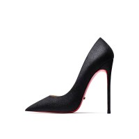 Pointed Toe 5 inches Stiletto Heels Sequins Classic Pumps - Black