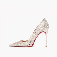 Pointed Toe 4 inches Stiletto Heels Sequins Classic Pumps - Thick Gold