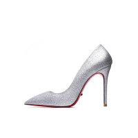 Pointed Toe 4 inches Stiletto Heels Sequins Classic Pumps - Silver