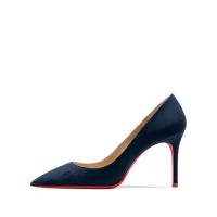 Pointed Toe 3 inches Stiletto Heels Suede Classic Office Wedding Pumps - Navy