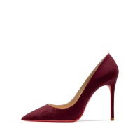 Pointed Toe 4 inches Stiletto Heels Suede Classic Office Wedding Pumps - Wine