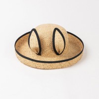 Korean Style Cute Girl Rabbit Ears Dome Curling Costume Hats - Khaki