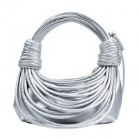Line Weave Strapped Design Shoulder Bags - Silver