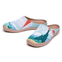 Malaga Unisex Canvas Slippers - Van Goghs Wheatfield with Cypresses