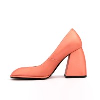 Square Toe Chunky Heels Leopard Pattern Shoes - Orange