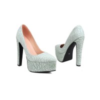 Pointed Toe Block Heels Fabric Embroidery Flowers Platforms Pumps - Light Green